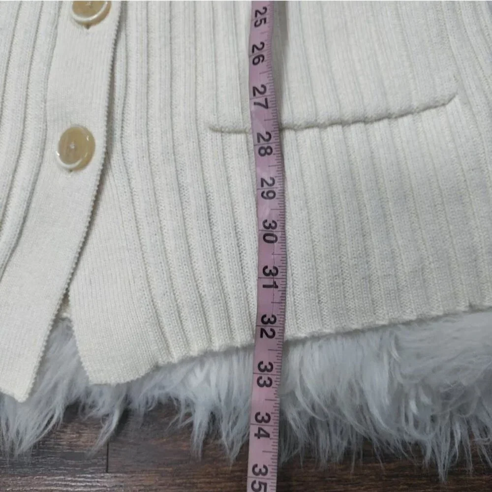 Banana Republic Italian Wool Cardigan L Ribbed Lagenlook Woolblend Preppy - Picture 9 of 11